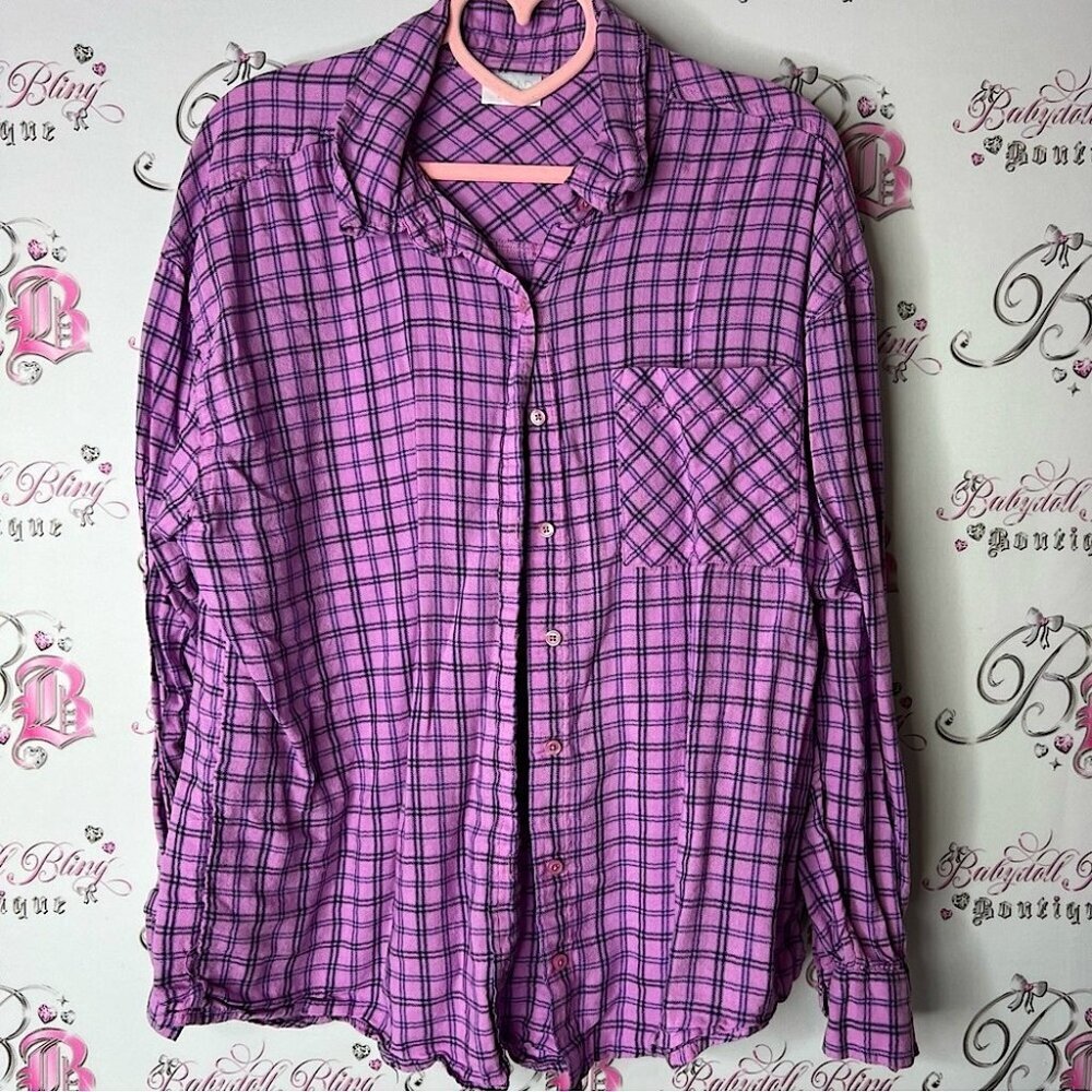 Abound button up Purple Casual Button Down Shirt Gingham